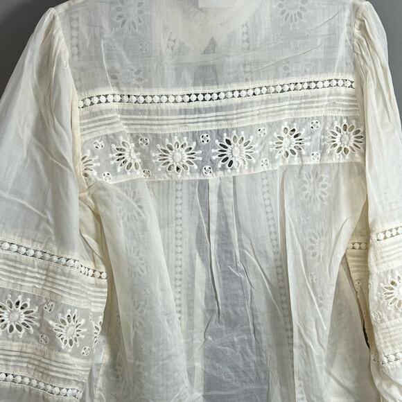 MOS The Label Mystical Embroidery Blouse 100% Cotton Ladies Size 2 Coquette - Picture 5 of 14